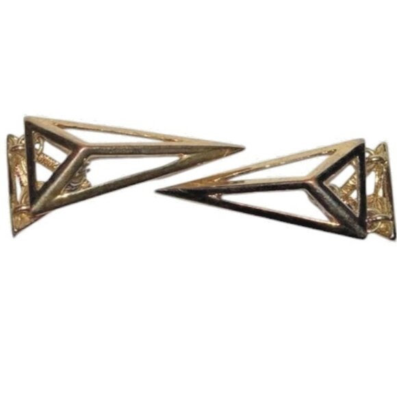 Vintage GEOMETRIC Swing Dangle Kite Earrings Gold Tone Stud Triangular Rhombus - Picture 3 of 8